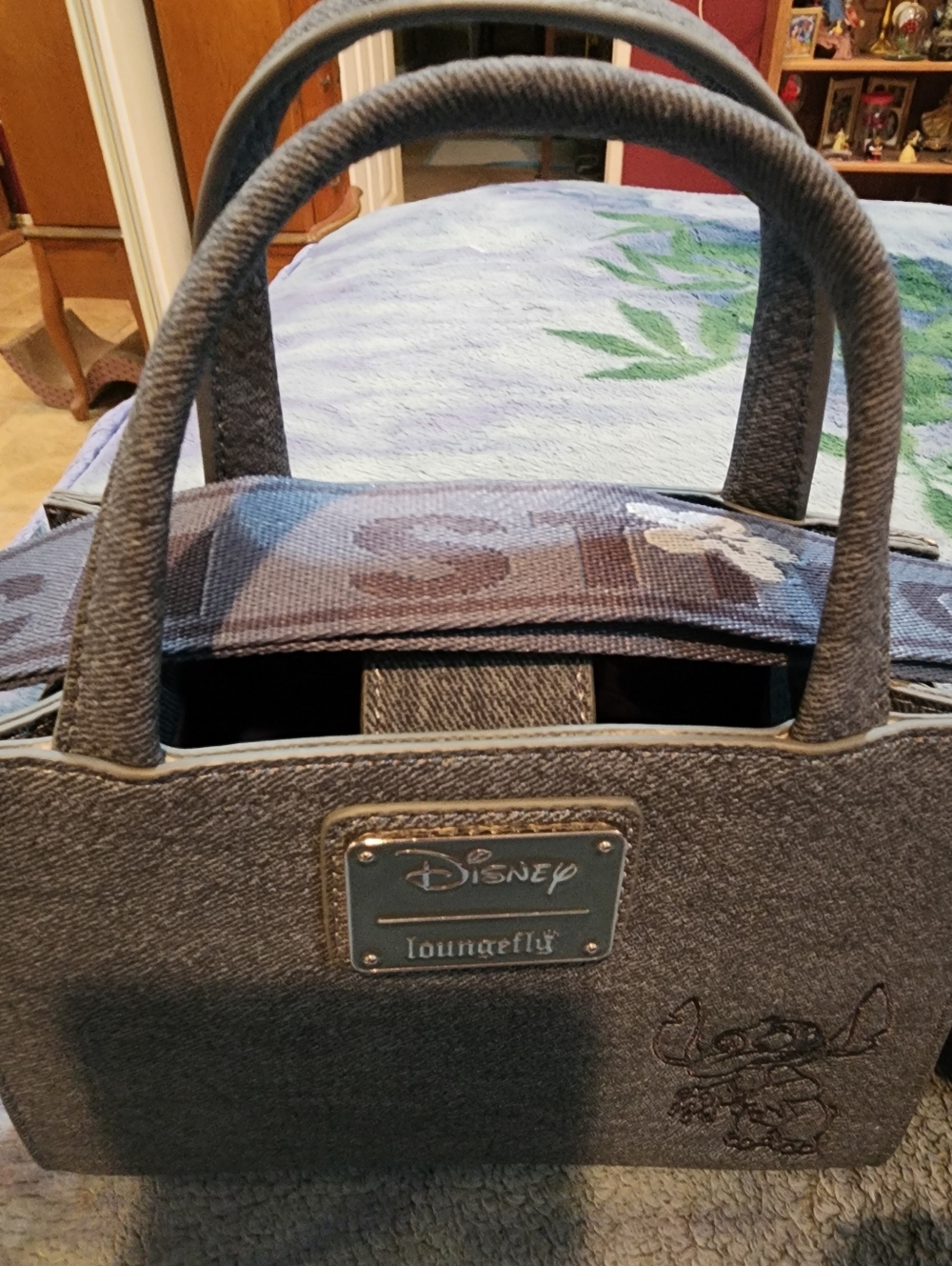 Loungefly Gray Disney Stitch  Satchel With Matching Coin Purse